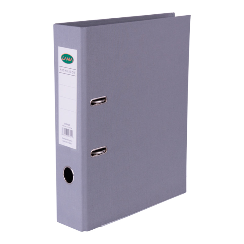 Bibliorato forrado Lama A4, gris, lomo de 70mm.