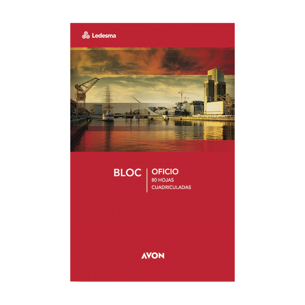 Block Oficio Emblocado Avon, 80 hojas cuadriculadas perforadas