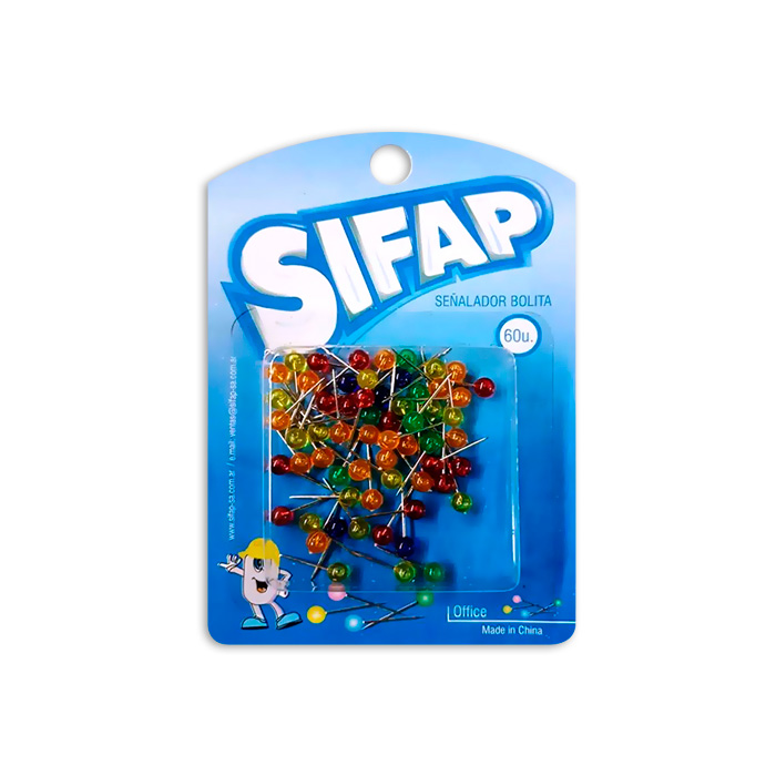 Chinches Señalador Bolita chica Sifap, pack de 60 unidades