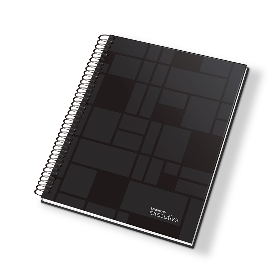 Cuaderno Executive espiralado polipropileno negro, 22x29cm. 84 hojas rayadas