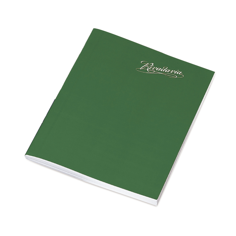 Cuaderno Rivadavia tapa flexible verde, 16x21cm. 48 hojas rayadas