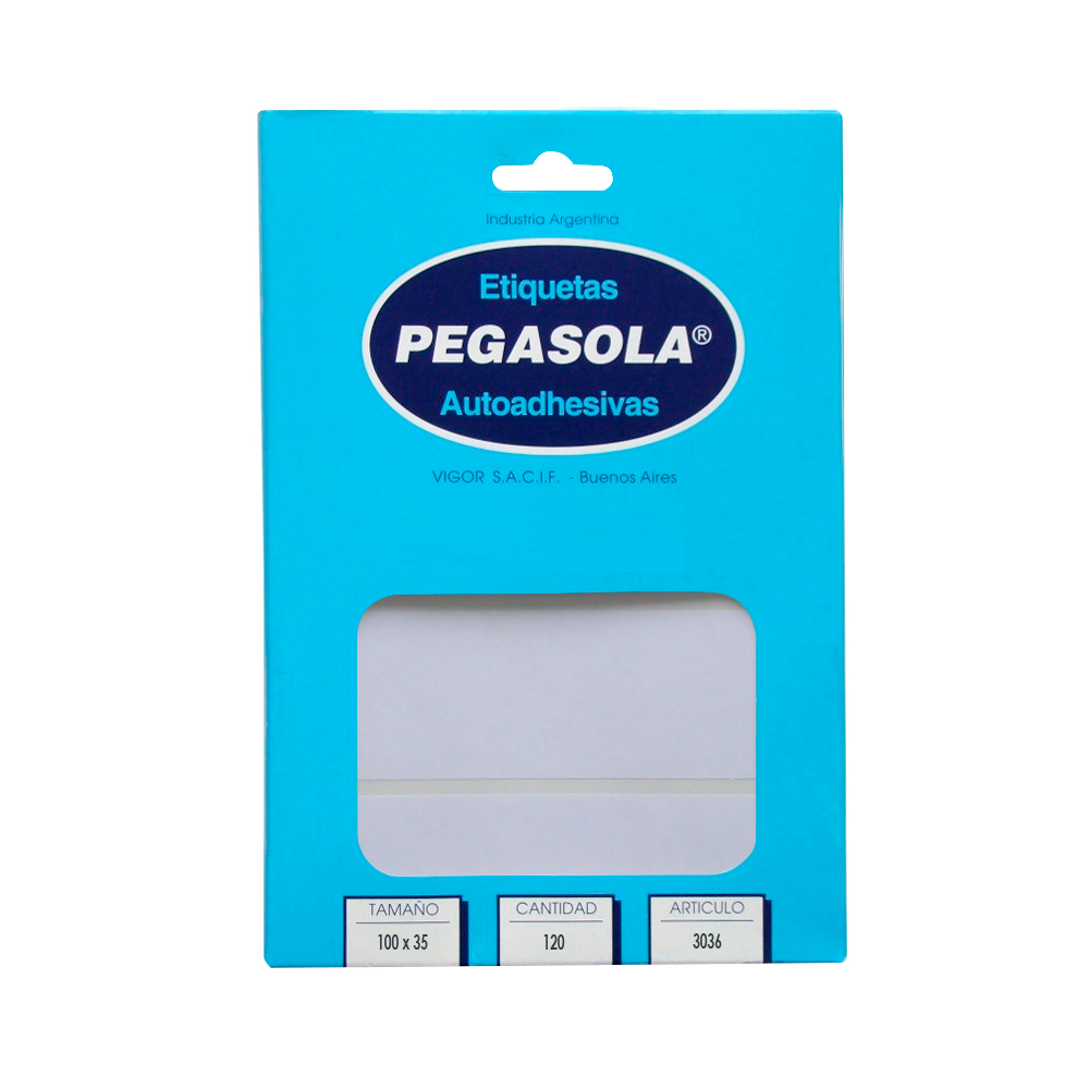 Etiquetas Pegasola 3.5 x 10cm. caja de 120 etiquetas