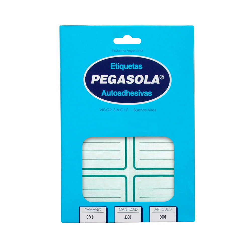 Etiqueta escolar Pegasola verde caja de 30 planchas de 240 etiquetas