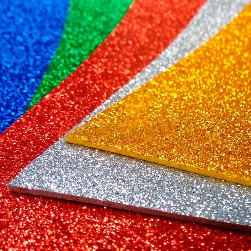 Goma Eva Glitter colores surtidos, 40 x 60cm. pack de 10 unidades