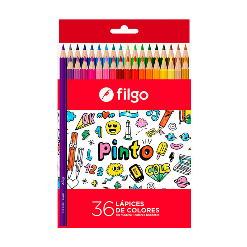 Lápices de colores Filgo Cole largos, caja de 36 colores