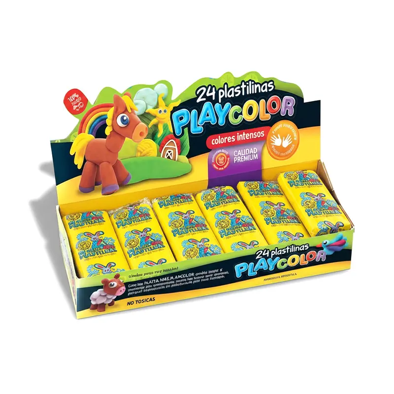 Plastilina Playcolor amarilla, caja de 24 barras