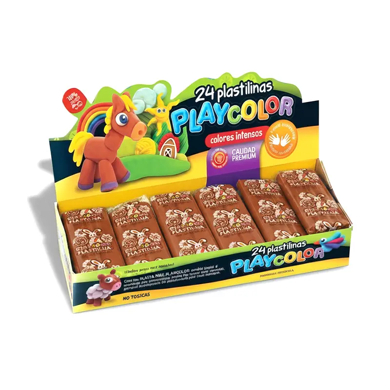 Plastilina Playcolor marrón, caja de 24 barras