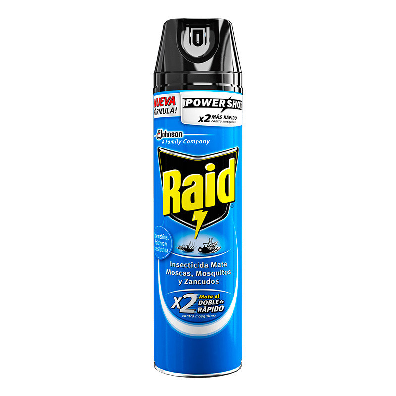 Insecticida moscas y mosquitos Raid Azul, 360cc.