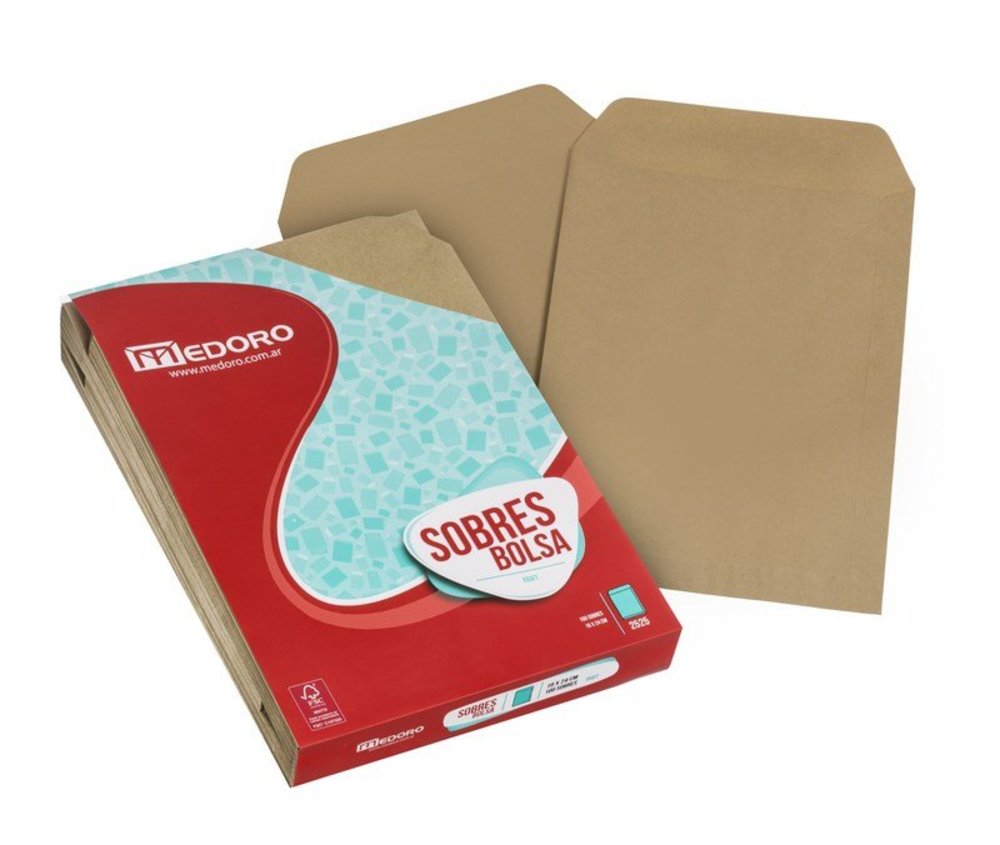 Sobre bolsa Kraft Medoro, 80g. 30 x 40cm. pack de 100 unidades