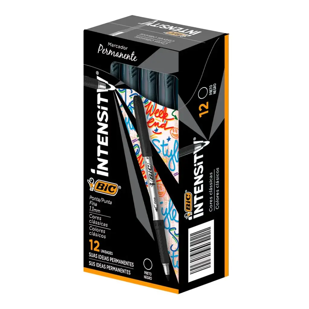 Marcador Bic permanente Grip Negro x12