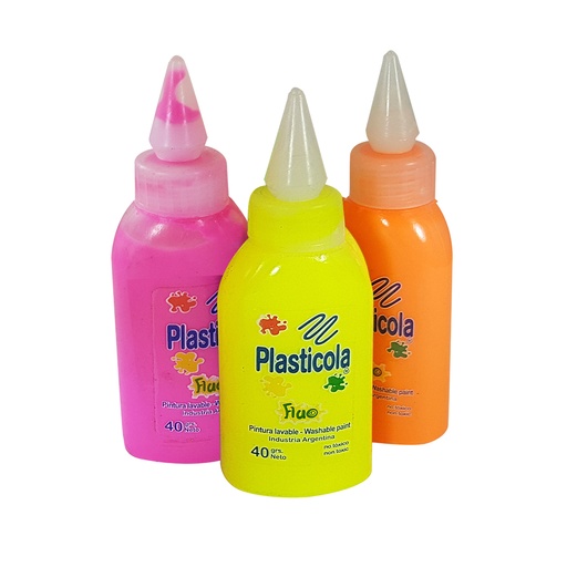 [PLASTBRFLU12] Adhesivo Brillo Plasticola colores flúo, 40g. pack de 12 unidades