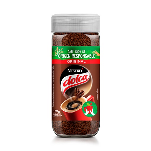 [CAFEDOLCA170G] Café instantáneo Nescafé Dolca clásico, frasco de 170g.