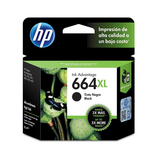 [HPCAR664XLN] CARTUCHO ORIGINAL HP 664XL F6V31AL, Alto Rendimiento, Negro