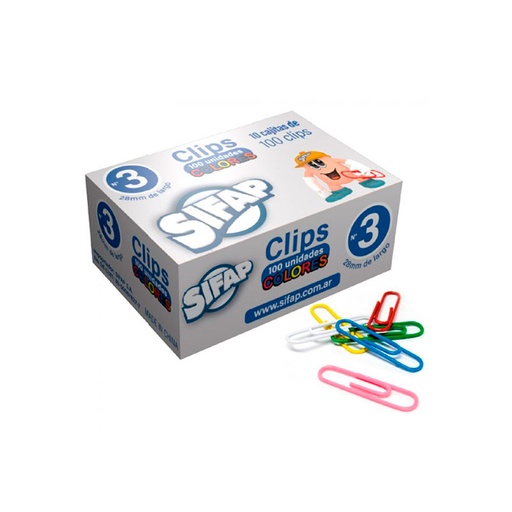 [SIFAPCLIPFN3] Broches Clips Sifap forrados N°3, caja de 100 unidades
