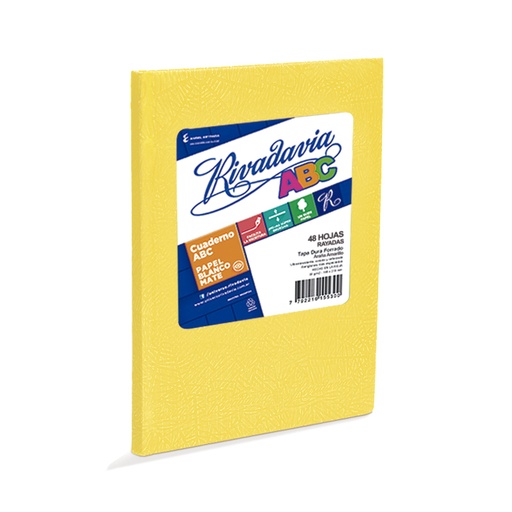 [ABC1923AM48R] Cuaderno Rivadavia ABC  amarillo, 19x23cm. 48 hojas rayadas