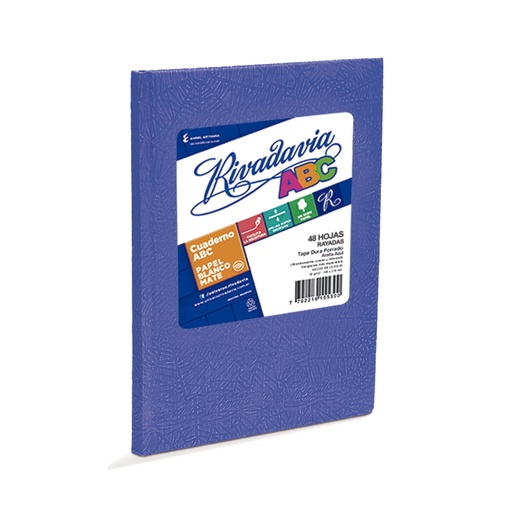 [ABC1923AZ48R] Cuaderno Rivadavia ABC  azul, 19x23cm. 48 hojas rayadas