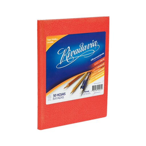 [RIVTCROJO50R] Cuaderno Rivadavia Araña rojo, 16x21cm. 50 hojas rayadas