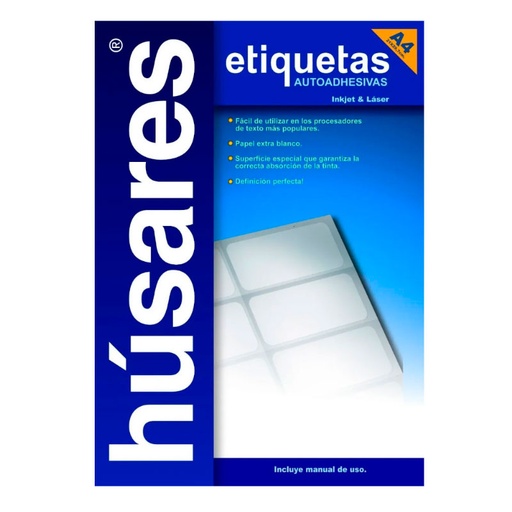 [HUSARES34116] Etiqueta imprimibles InkJet | LaserJet Húsares H34116 A4, 9.90 x 3.39cm. 100 hojas