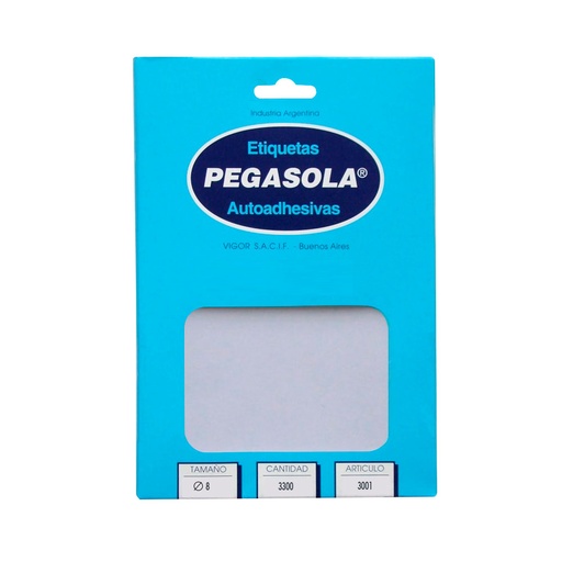 [PEGASOLCIR8] Etiqueta circular Pegasola 0.8cm. caja de 30 planchas de 3000 etiquetas