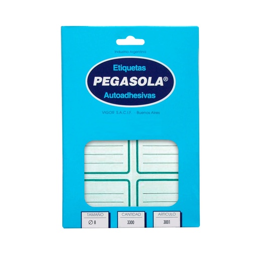 [PEGASOLVERDE] Etiqueta escolar Pegasola verde caja de 30 planchas de 240 etiquetas