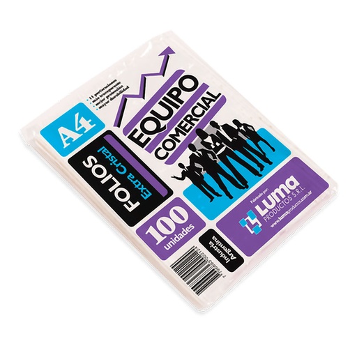[EQCOMERA4100] Folios A4 PPP Equipo comercial pack x 100