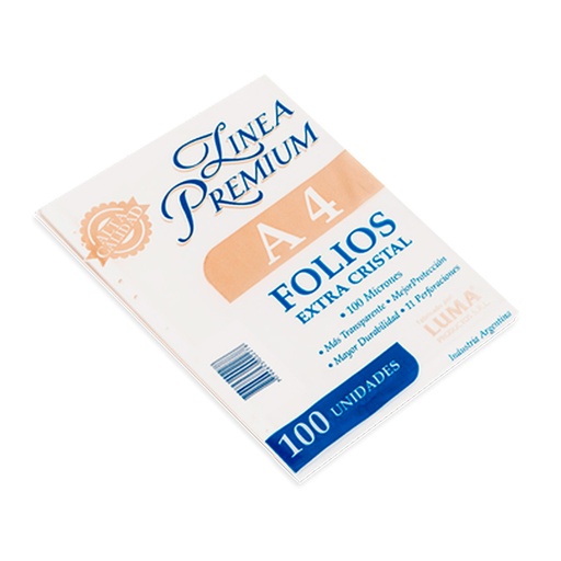 [LUMAEFA4100M] Folios A4 PPP Luma 100 micrones pack x 100 