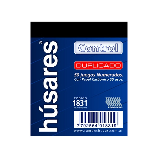 [HUSARES1831] Talonario control duplicado 1831 Húsares, 7.5 x 9cm.