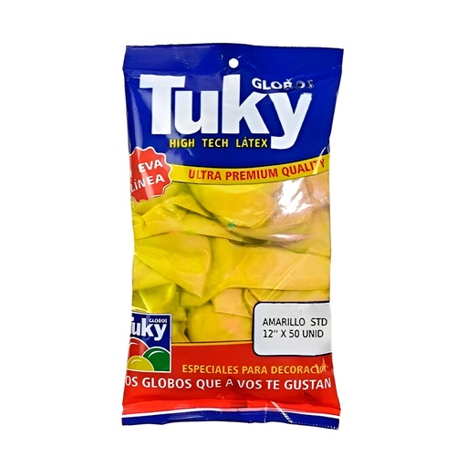 [GLOBOAMARX50] Globos lisos, amarillos de 12", 50 unidades