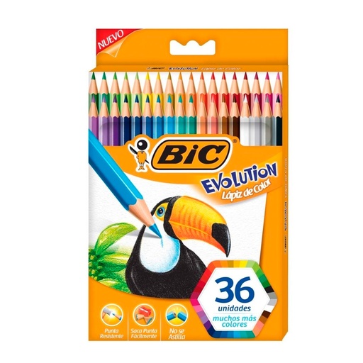 [BICEVOL36L] Lápices de colores Bic Evolution largos, de 36 colores