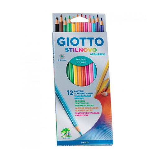 [GIOTTOSTAC12] Lápices de colores Giotto Stilnovo acuarelables largos, de 12 colores