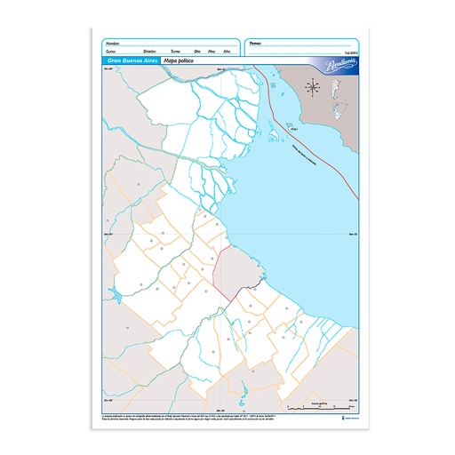 [RIVMAPCABAP3] Mapa Ciudad de Buenos Aires político Rivadavia N°3, block de 40 mapas