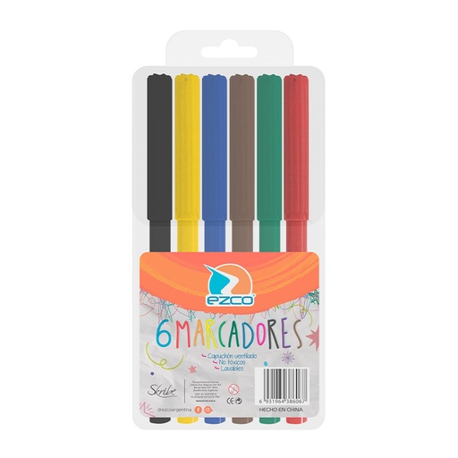[EZCOMARCES6] Marcadores escolares Ezco de 6 colores