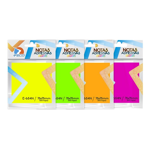 [EZCONOFL7575] Notas Autoadhesivas Ezco E-654N colores surtidos, 75 x 75mm. block de 100 hojas