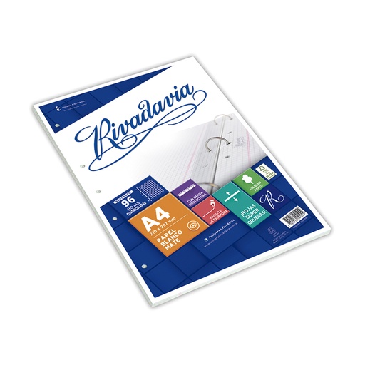 [RIVA496CUAD] Repuesto Rivadavia Banda A4, 96 hojas cuadriculadas