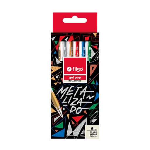 [FILGOROLMEX6] Roller Filgo Gel Pop Metalizado, estuche x 6 colores