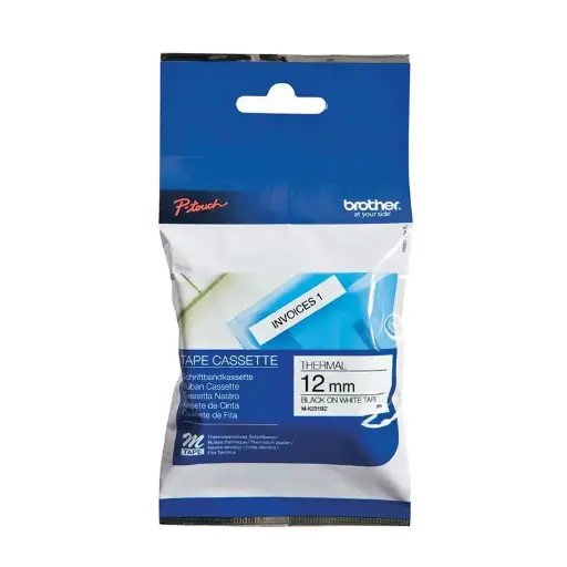 [BROTHER231BZ] Cinta para rotuladora Brother M-K231BZ, no laminada de 12mm. letra negra sobre fondo blanco