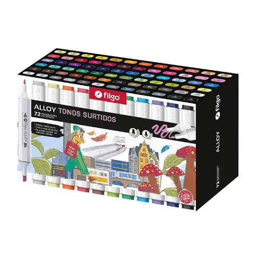 [FILGOMARDOBPT72] Marcador Doble Punta Filgo Alloy, 72 colores