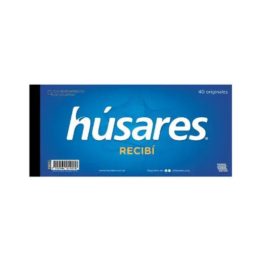 [HUSARES1902] Talonario Recibi Chico 1902 Húsares, 8,5 x 21,5 cm. 50 hojas