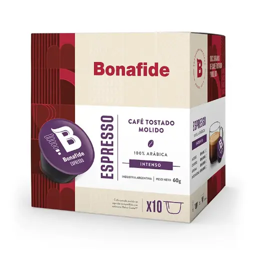 [BONAFCAPESPREDG] Cápsulas de Café Bonafide Espresso compatibles con Dolce Gusto, 10 unidades de 6g.