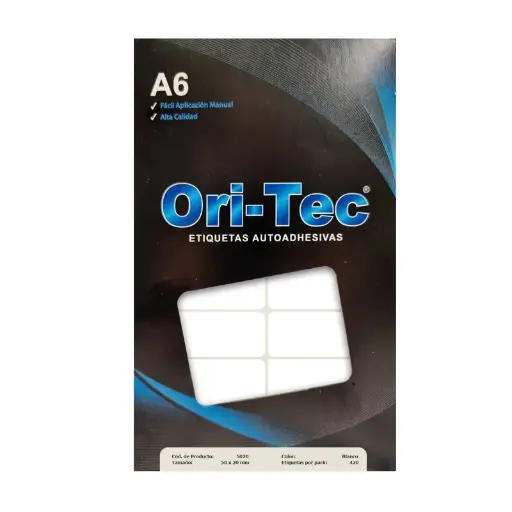 [5020ORION50X20] Etiquetas Orion A6 2 x 5cm. Caja de 420 etiquetas