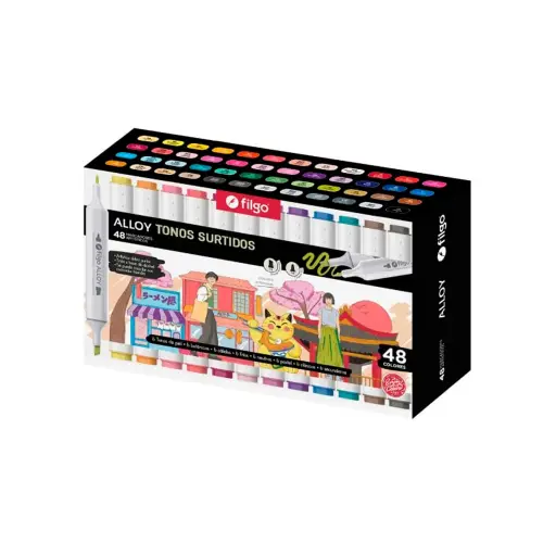 [FILGOMARDOBPT48] Marcador Doble Punta Filgo Alloy, 48 colores